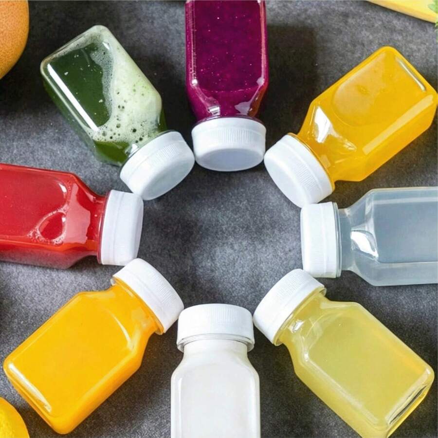 Botol Plastik Kecil dengan Tutup Ulir, Cocok untuk Cairan, Jus, Minuman Kesehatan - Botol Konsentrat Jus Jahe - Botol Mini Transparan yang Dapat Digunakan Kembali/Anti Bocor/Dapat Dibekukan, Wadah Plastik 2oz dengan Tutup - Hitam - View 1