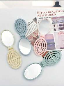 1pc Portable Folding Massage Comb With Mirror, Fine Tooth Comb, Pocket Folding Hairbrush, Multi-Function Hairbrush Mirror Set, Travel Essential, Convenient Storage, Suitable For Outdoor Activities, Office, School, Christmas Party Gift - Multicolor - View 3