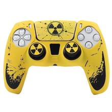 Black Red Radioactive Warning Sign Splatter Controller Skin Cover For Playstation 5 Controller, Anti-Slip Ergonomic Soft Rubber Protective Shell, RALAN 1 Controller Protector Case+2 Customised Thumb Grips Caps +Customised Stickers - View 13