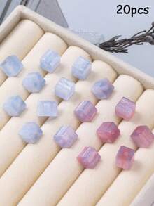 20顆 8mm UV感光變色樹脂方形珠 高透明細閃漸層珠 DIY串珠材料 - 光變方塊珠 - 查看 8