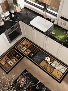1 Pc Brown Fawn Pattern Kitchen Mat, 3.5 Mm Soft Rubber That Absorbs Water And Is Easy To Clean. Suitable For Corridors, Bathrooms, Living Rooms, Outdoor Door Mats, And Toilets. Useable Throughout The Year And For Various Holidays. - Multicolor - View 7