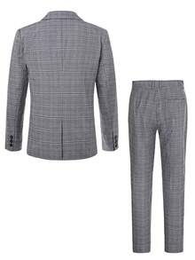 Men's 2-Piece Suit Set, Lightweight British Style Textured Blazer And Pants, Suitable For Casual, Business, Commute, Wedding, Party, Evening Event, Ball - Grey - View 4