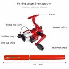 1pc [Pen-Style Fishing Rod Spinning Reel] Portable Pocket Ice Fishing Rod Sea Fishing Rod Fishing Gear Lure Fishing Tackle Fishing Rod - Multicolor - View 3
