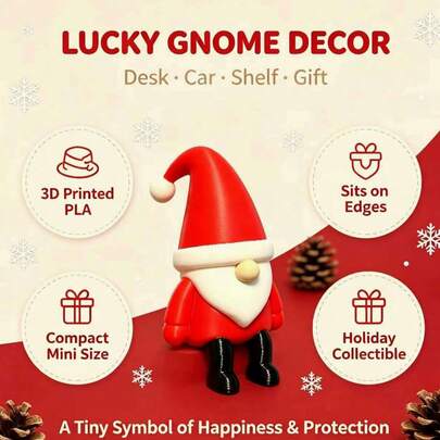 1pc (Red Hat + White Beard + Black Boots) Hanging Santa Claus Mini Sculpture, 3D Printed Christmas Holiday Ornament, Suitable For Home, Office Holiday Decoration And Gift, Can Be Placed On Shelves, Desks, Computer Desktops