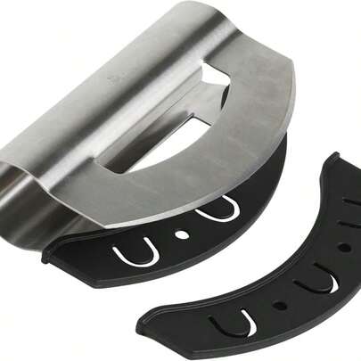 Salad Chopper Tool, Mezzaluna Knife Stainless Steel Vegetable Rocker With Blade Covers