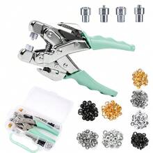 3/16 & 1/8 Grommet Tool Kit And Eyelet Hole Punch Plier, Grommet Eyelet Pliers Tool Set With 160 Pcs Metal Grommets Eyelets And Case For Leather Bags Clothes Belt Cards And Crafts - A - View 2
