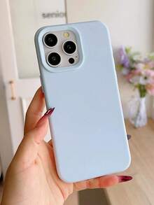 溝槽按鈕高品質液態矽膠手機殼，相容 iPhone 17 16 15 14 13 12 11 Pro Max，柔軟蠟感橡皮擦觸感，親膚舒適 - 淺藍色 - 查看 5