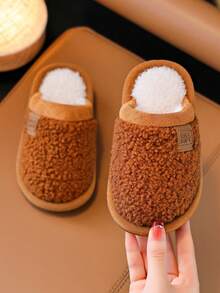 Children's Home Slippers, New Autumn/Winter Style, Unisex, Large/Medium/Small Kids, Indoor Floor Slippers - Brown - View 4
