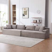 Sectional Sofa Grey Chenille - Ultimate Comfort - 灰色 6 座 - 查看 1