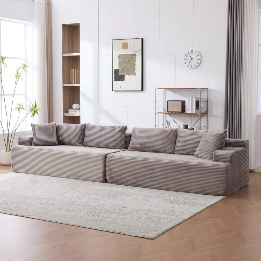 Sectional Sofa Grey Chenille - Ultimate Comfort - 灰色 6 座 - 查看 1