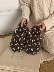 XIXITIAO Vintage Floral Soft Sole Silent Slippers, Lightweight Indoor House Slippers - Grey - View 9