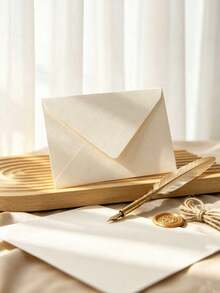 10/20pcs Minimalist Cashmere White Envelope Set, Includes Envelopes And Wax Seal Stamp Set, Minimalist Art Paper Invitation Cards, Postcard Envelopes, Suitable For Business Mailing Envelopes, Handwritten Greeting Envelopes - Milky White - View 2