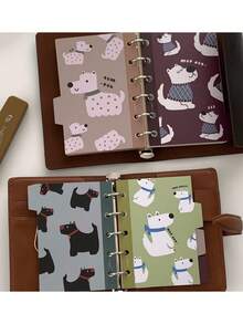 1 Set (4pcs) A7/M5 Loose-Leaf Planner Divider Page Set, Coated Art Paper Material, Dog-Themed Index Dividers, Notebook Classification Label Pages, Planner Inner Page Accessories, Stationery Storage & Organization Supplies, Back To School - Ring Binder Dividers - View 5