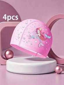 1pc Children's Swimming Cap Summer Outdoor Beach Vacation Cooling Gift, 10+ Cute Cartoon Animal Patterns (Unicorn, Shark, Mermaid, First Day Of School - Multicolor - View 30