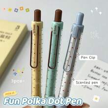 3pcs/Box Fun Scented Gel Pens 0.5mm Creative Quick-Dry Pens Minimalist Polka Dot Black Pens For Study & Office Use - Sets - View 10