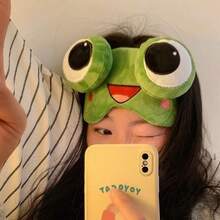 Cute Cartoon Skin Friendly 3D Frog Cartoon Design, Adjustable Elastic Strap, Light Blocking, Ice Application To Relieve Eye Fatigue, Suitable For All Seasons Of Sleep, Eye Mask, Sleep Travel Essentials Travel Eye Mask Sleep Mask University Essentials - Multicolor - View 13