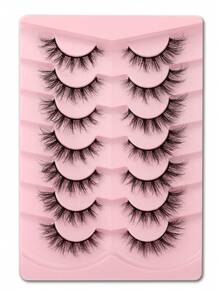 Himirell 7 Pairs Cross Fluffy Messy Style False Eyelashes With Cartoon Look Effect, Suitable For Vacation, Holiday, Date And Other Makeup Occasions To Enhance Eye Effect - Black - View 7