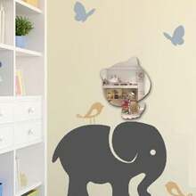1pc Star-Shaped Cat Acrylic Wall Mirror, Self-Adhesive Cartoon Animal Mirror, Children's Room Nursery Wall Decor Mirror - Silver - View 7