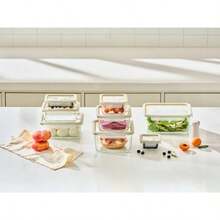 Sens 16Pcs Glass Food Storage Set Airtight And Leakproof, 8 Different Sizes, Anti Slip Lid, Microwave And Oven , Perfect For Meal Prep, Lunch Box, Nestable And Stackable, Pantry Storage - Beige - View 5