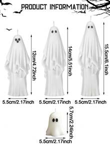 Halloween Ghost Decorative Candles, Cute Gothic Style Taper Candles, Suitable For Fireplace Mantel, Dining Table Centerpiece, Farmhouse Style, Room, Home, Halloween Party, Gothic Interior Decor Gift - Ghost Candle - View 10