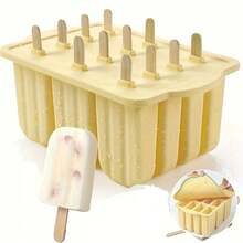 12-Cavity Silicone Popsicle Mold With Lid, Ice Cream Popsicle Maker, Easy Release Reusable Freezer Ice Tray, Homemade Fruit Yogurt Popsicle Mold, Kitchen Freezer Dessert Making Tool - Multicolor - View 8