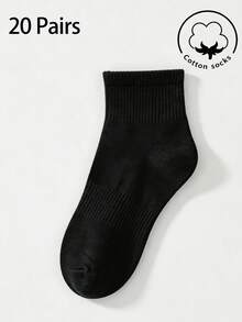 1/5/10/20 Pairs Of Women's Crew Cotton Socks,White/Black,Cute,Girls' Socks,Autumn/Winter/Spring/Summer,Soft,Random Color For Sports/Daily - Multicolor - View 18