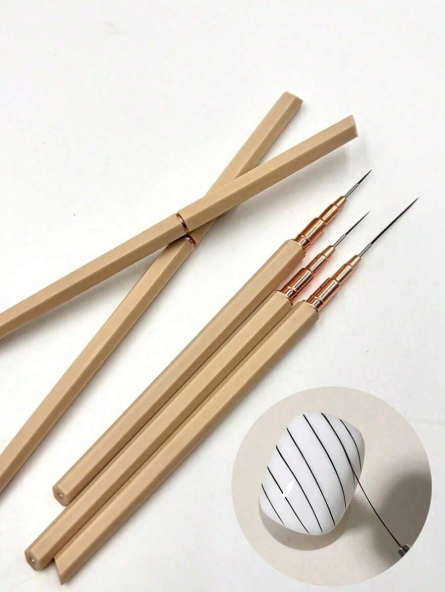 5pcs Nail Art Liner Brush Set - Suitable For Fine Line Drawing And Detail Painting, Essential Nail Art Tool - Multicolor - View 1