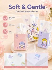 18 Packs/9 Packs Printed Soft Tissues, Cute Cartoon Pocket Tissues, Mini Portable Facial Tissues, Suitable For Travel, School, Office And Daily Use (Random Color Selection) - New C - View 7