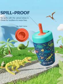 2 Pack Kids & Toddler Cups Spill Proof, 12 OZ Insulated Sippy Cups For Toddlers Boys Girls, Stainless Steel Kids Water Bottle With Twist Lids & Straw - Cars & Construction Vehicles - View 4