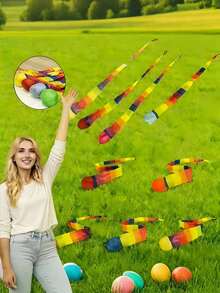 قطعة واحدة كرة إمساك ممتعة بتصميم ذيل ممتد هوائي - كرة نيزك عقدة الفراشة ، للجنسين. أداة رمي ناعمة ملونة، مناسبة للتخييم في عطلة نهاية الأسبوع، التجمعات الخارجية، حفلات الشاطئ، وأيضًا أداة لعبة حسية، لعبة عشب ممتعة وأداة رياضية خارجية. - متعدد الألوان - مشاهدة 3