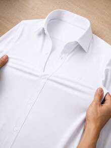 Men's Long Sleeve Spandex Dress Shirt - White - View 5