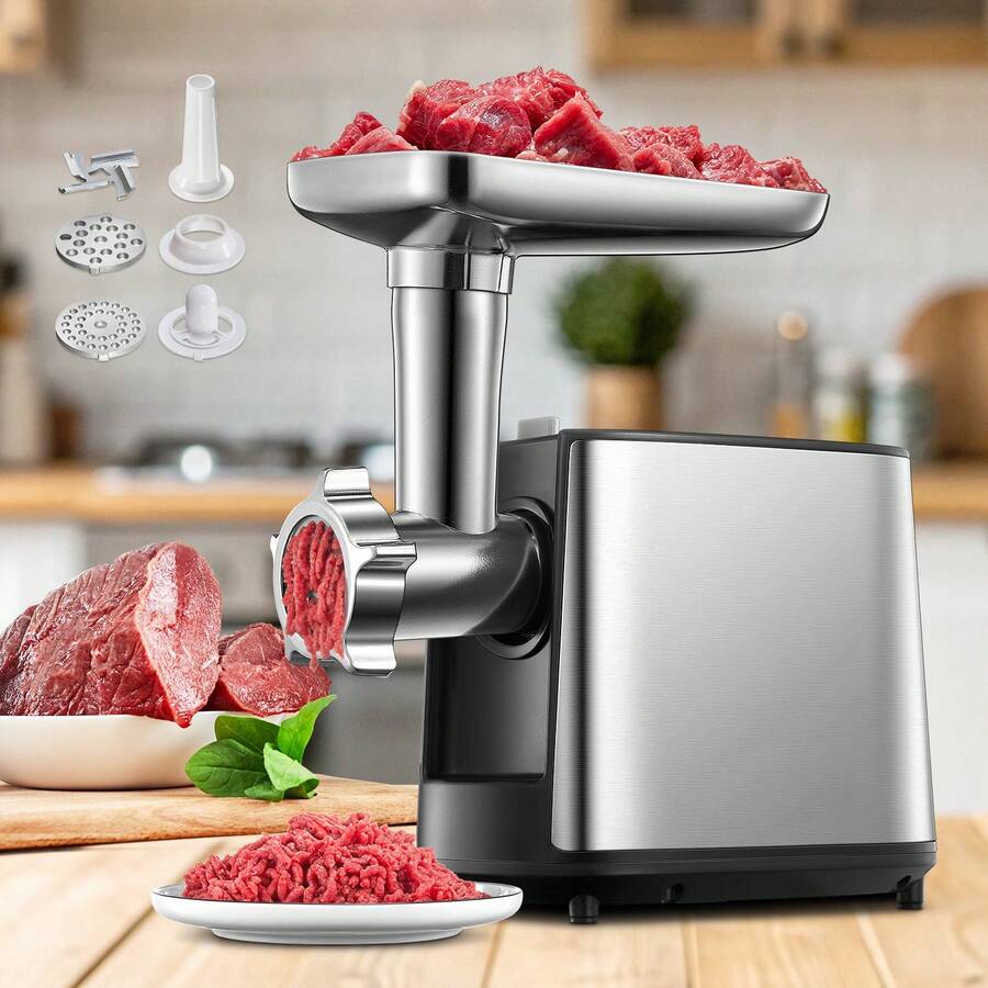 Yabano Electric Meat Grinder, Heavy Duty Meat Mincer, Sausage Stuffer Maker, Food Grinder With Sausage & Kubbe Kit, 2 Grinder Plates, Stainless Steel (Black) - 查看 1