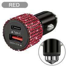1件裝鑽石閃亮 2/4/6/8孔車用充電器，3合1充電線，快速充電，Type C、USB，車用轉接頭，USB A轉Type C、Type C轉Type C，相容手機、行車記錄器、GPS，男女適用，節日/生日禮物 - 彩色 - 查看 65