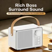 Vintage Retro Bluetooth Wireless Mini Speaker, Stereo Clear Sound Quality, Deep Bass, Portable Speaker, Compatible With IPhone, Android Devices And Tablets - Multicolor - View 7