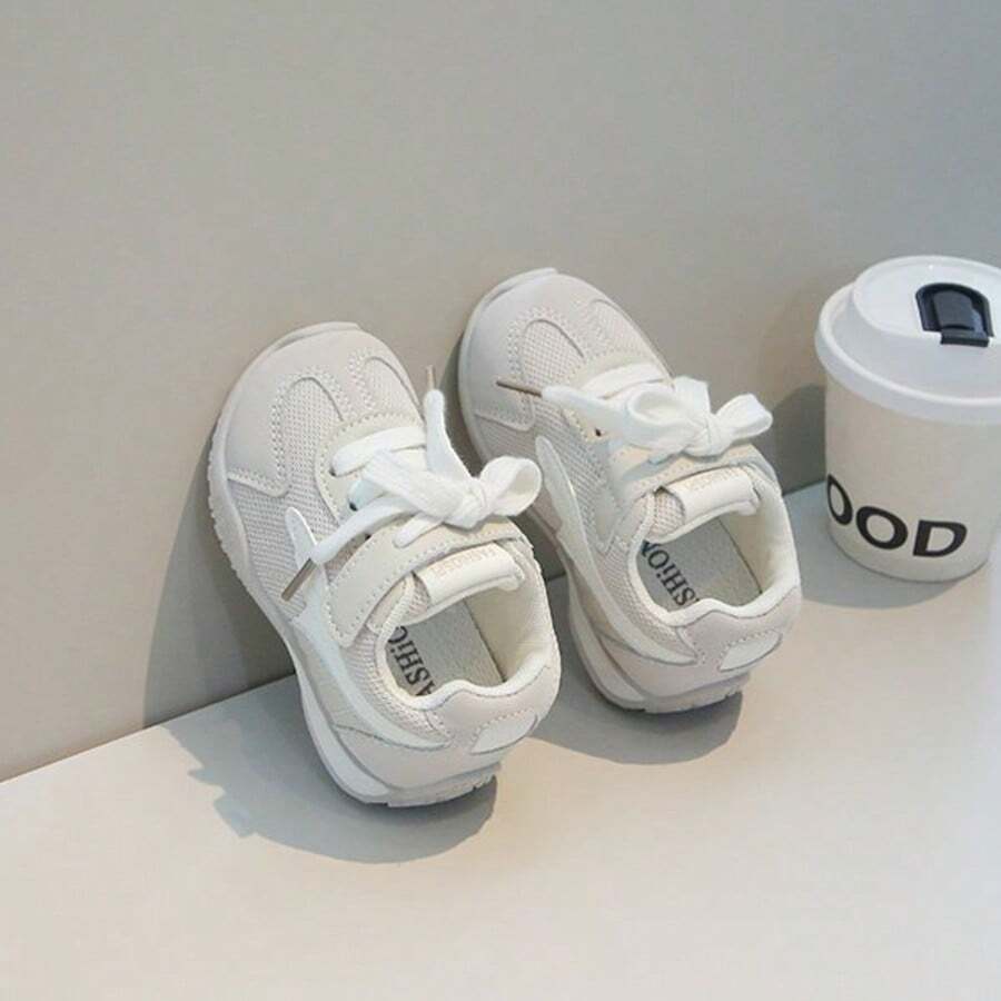 1 Pair Fashionable Baby Sports Shoes, Soft & Breathable Fabric, Lightweight Shock-Absorbing Non-Slip Sole, Caring For Baby's Little Feet. Multiple Colors Available, Suitable For Running & Jumping, Must-Have For Cute Babies! - Grey - View 1
