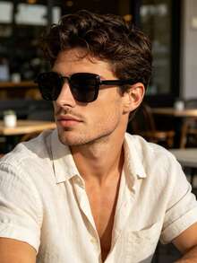 1 Pair Men's Fashion Geometric Pattern Sunglasses, Perfect Blend Of Modern Style And Vintage Charm, Suitable For Vacation, Driving, Outdoor Sports, Daily Wear, Party, Fits All Face Shapes - Multicolor - View 14