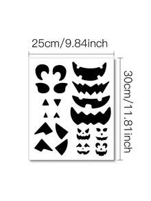 4pcs Halloween Pumpkin Decorative Stickers, Mixed Jack-O'-Lantern Ghost Funny Expression Stickers, DIY Pumpkin Face Sticker Set, Halloween Party DIY Handmade Decoration Supplies - View 6