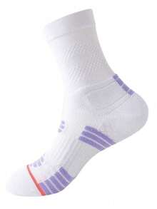 1/2/4 Pairs Women's Mid-Calf Sports Socks, Odor-Resistant Towel Bottom, Non-Slip, Professional Running, Fitness, Badminton, Couple Socks - Multicolor - View 15