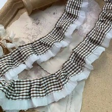1pc 2Y Double Layer Patchwork Plaid Lace Ruffle Trim DIY Lolita Dress Hem Craft Accessory Material - 2 Yards - View 3