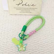 1pc Colorful Braided Phone Wrist Strap Lanyard, Cute Gradient Butterfly Pendant Short Wrist Strap, Includes Matching Adhesive Patch, Anti-Drop Universal Phone Hanging Chain, Suitable For Girls - Multicolor - View 13