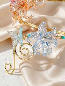 1pc Exquisite Flower Arm Cuff, Adjustable Spiral Flower Arm Band, Suitable For Women's Daily Wear, Dating, Holiday Party And Gathering - Golden Yellow - View 4