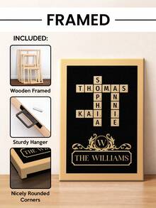 Catygift Custom Crossword Family Name Canvas Wall Art, Personalized Home Poster Decor, Sentimental Gift For Family Members - As Shown - View 11