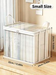 2/1 pieza Caja de almacenamiento de PVC transparente de alta resistencia, plegable con ventana visible, bolsa de almacenamiento, contenedor rectangular impermeable reforzado, adecuado para almacenar libros - Multicolor - Ver 10