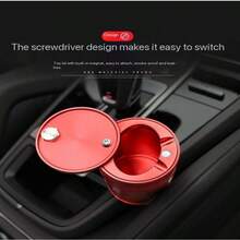 Creative Car Ashtray Cover Portable Smokeless Ashtray For Car Office And Garden Use Fashion Design Precision Engineering Unique And Functional Creative Car Multifunctional Universal Metal Ashtray With Lid Car Accessories - Multiple Styles - View 3