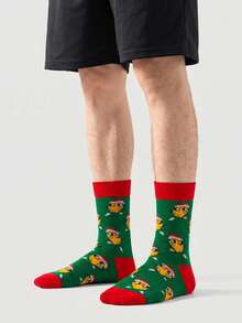 1/3/6 par herrstrumpor med kreativt citronmönster, moderiktiga, bekväma och andningsbara, långa strumpor till mitten av vaden, roliga crazy happy socks, present - Multifärgad - Visa 5