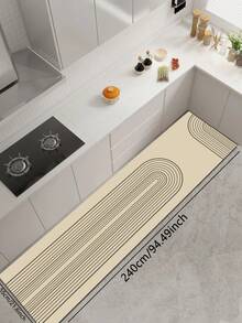 1pc Minimalist Curved Line Diatom Mud Kitchen Mat, Rubber Non-Slip Bottom Oil-Resistant Water-Absorbent, 3.5mm Trimmable, Modern Style Carpet, Suitable For Kitchen, Bathroom, Entryway - Multicolor - View 15