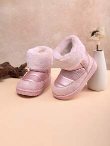 1 Pair Kids Snow Boots Thermal Lined Warm Ankle Boots For Girls - Pink - View 5
