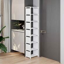 1pc 8-Tier Vertical Narrow Shoe Rack Organizer, Plastic Free Standing Shoe Storage Shelf With Baffle For Entryway Closet Bedroom - Multicolor - View 19