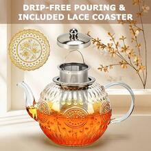 Glass Teapot With Infuser, 1500ml Borosilicate Glass Tea Kettle With Stovetop Design, Loose Leaf Tea Pot For Blooming Herbal Tea, Heat Resistant Tea Maker With PVC Trivet - View 10