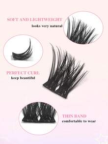 24pcs Lash Clusters DIY Lash Extension CC Curling Natural Volume Individual Lash Clusters For DIY Eyelash Extensions - Reusable, Lightweight, And Easy To Apply - CC - View 3